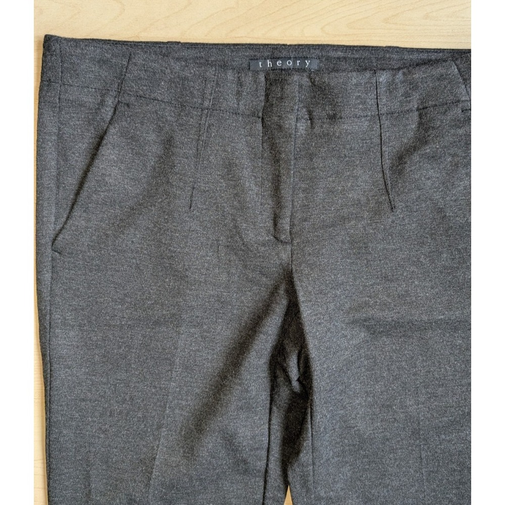 NWT THEORY Low Rise Charcoal Smooth Knit Ponte Flare Trouser Pants Made in USA 4 - Picture 6 of 14